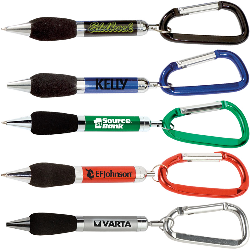 Soft Grip Metal Pen with Carabiner