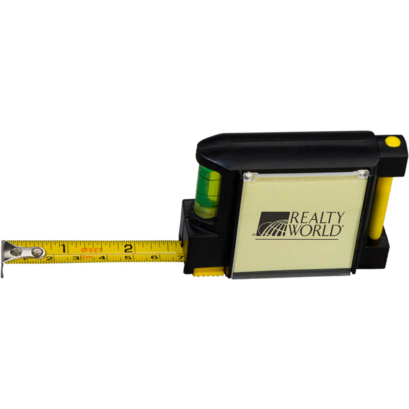 6' 6" Tape Measure with Level, Note Pad and Pen