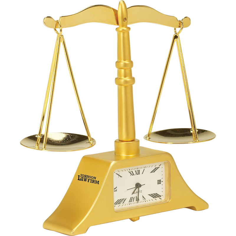 Die Cast Scale of Justice Clock