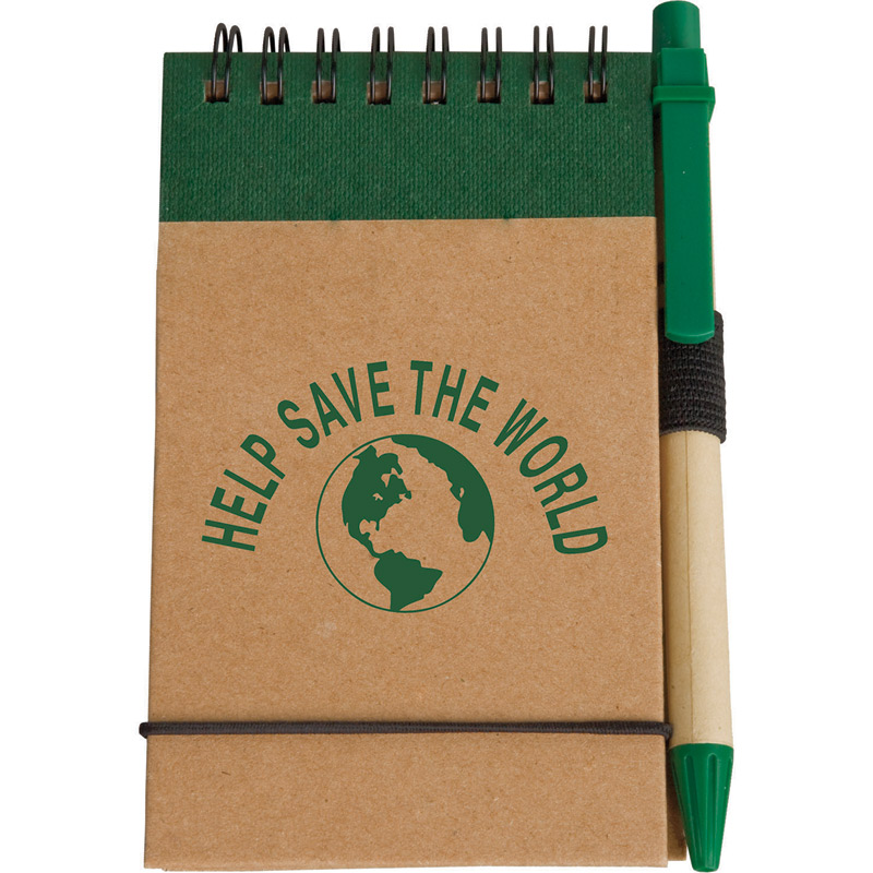 Eco Pocket Jotter with Eco Paper Barrel Pen