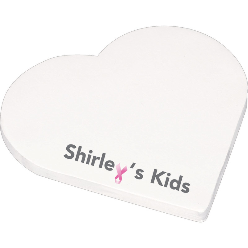 4" x 4" Die Cut Adhesive Notepad - Heart