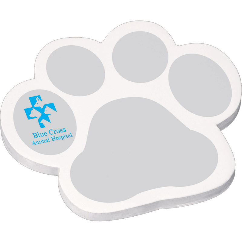 4" x 4" Die Cut Adhesive Notepad - Paw