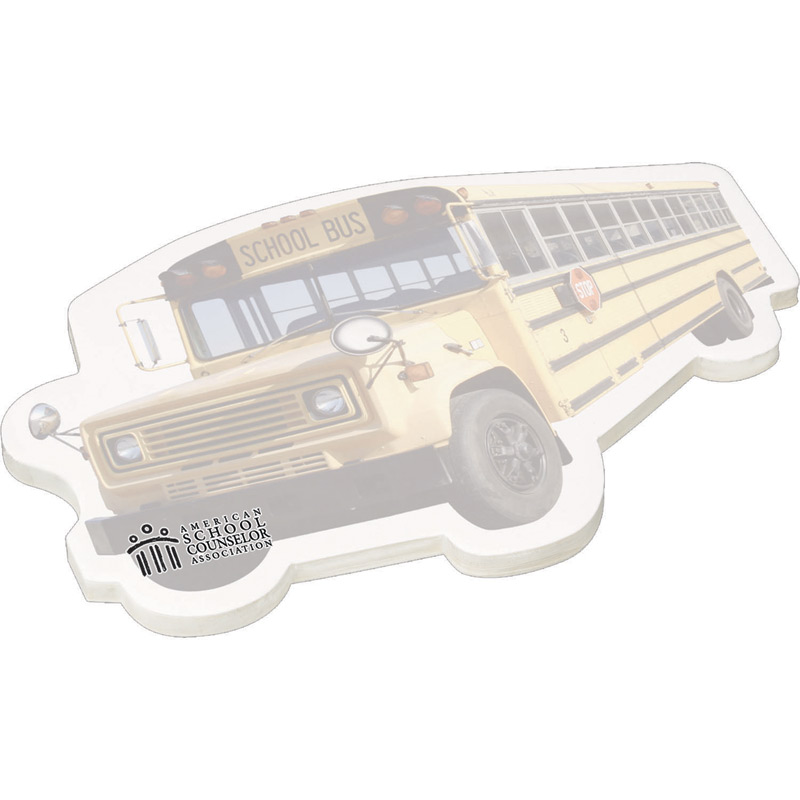 4" X 6" Die Cut Adhesive Notepad - Bus